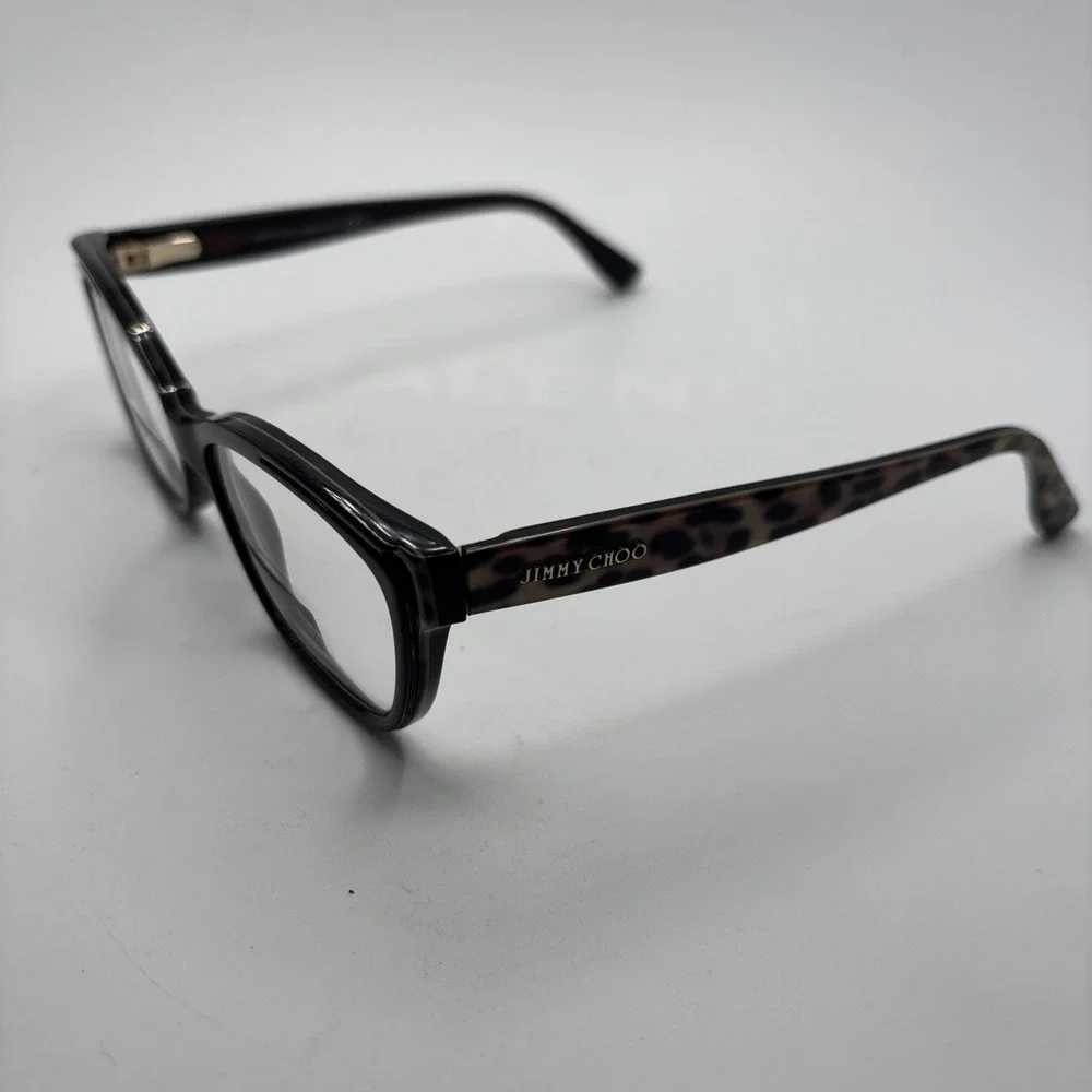JIMMY CHOO JC146 PUE 53-15-140 EYEGLASSES BLACK/LEOPARD FULL RIM FRAME W/CASE